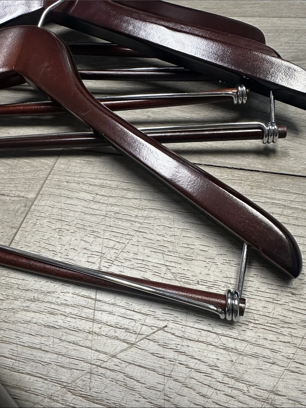 Set of 6 Wooden Suit Hangers in Deep Mahogany